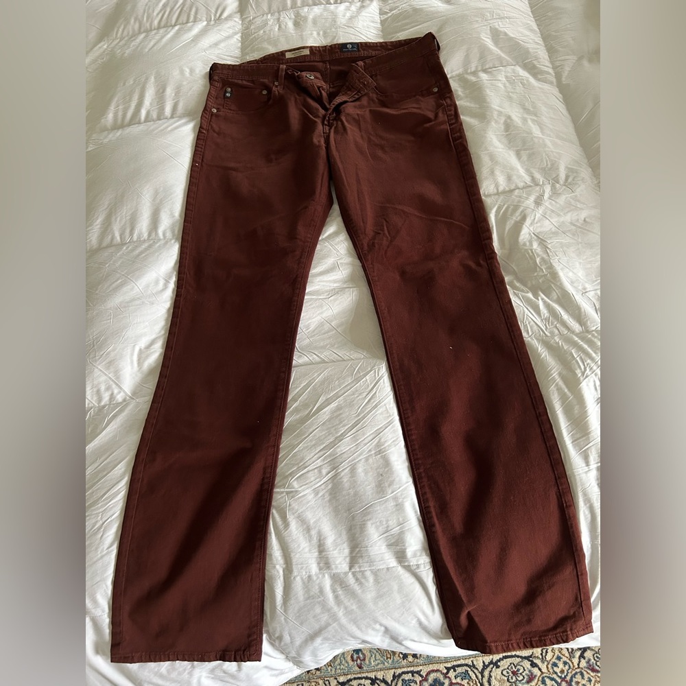 AG Adriano Goldschmied Men’s Matchbox Slim Straight Jeans Oxblood 36x33